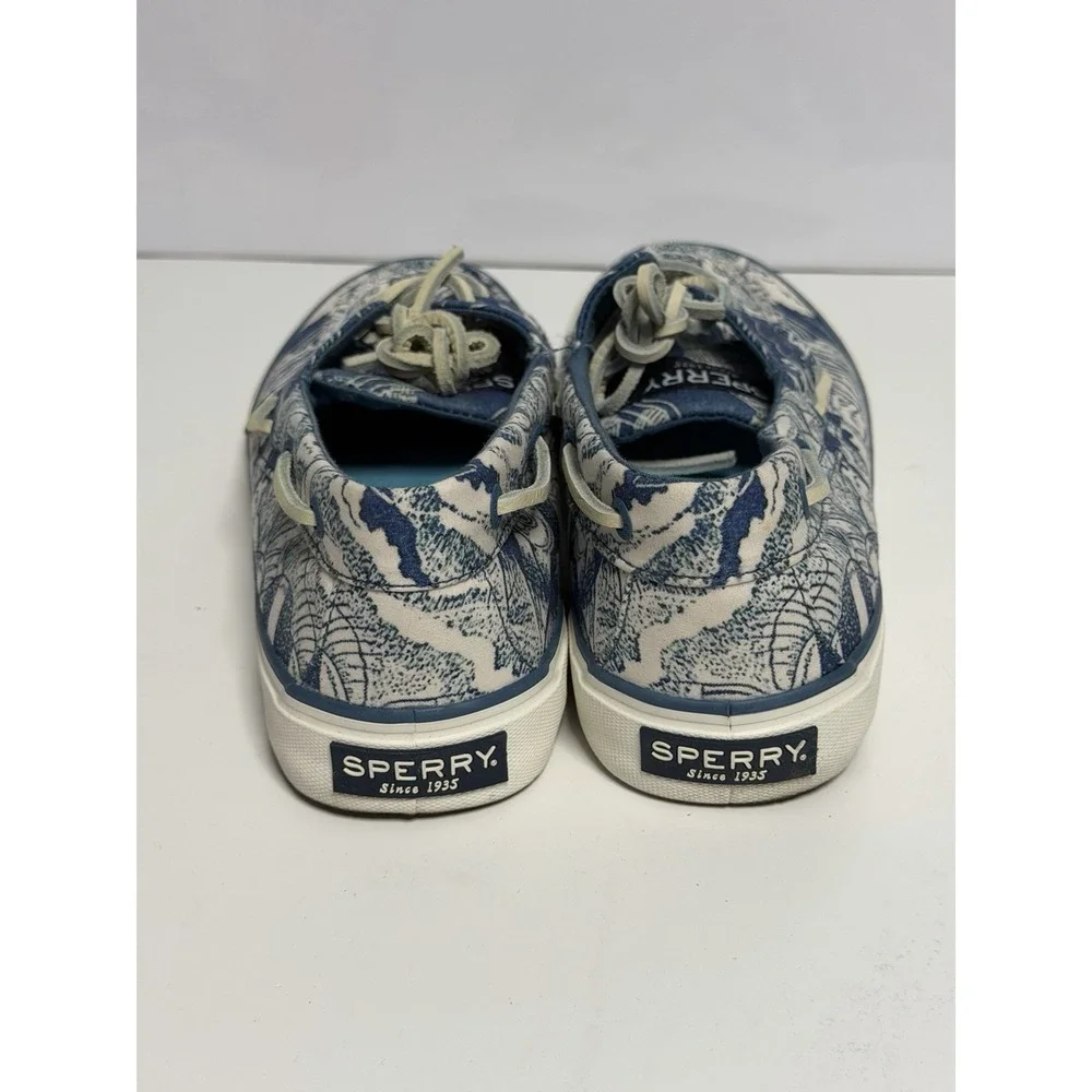 Sperry Top-Sider Bahama II Mens Blue White Nautical Ocean Print Shoes 8 New